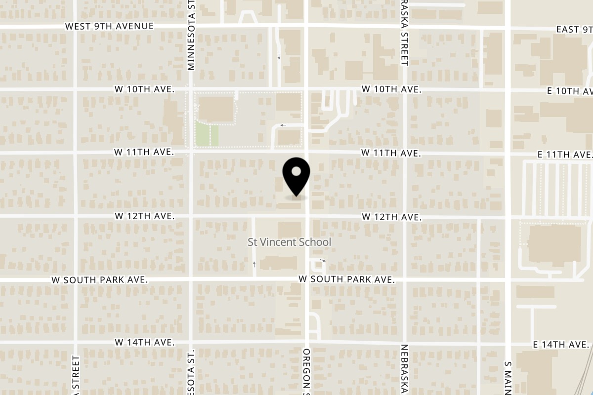 Map showing the location of Happy Kitchen, Thai Restaurant on 1123 Oregon St in Oshkosh